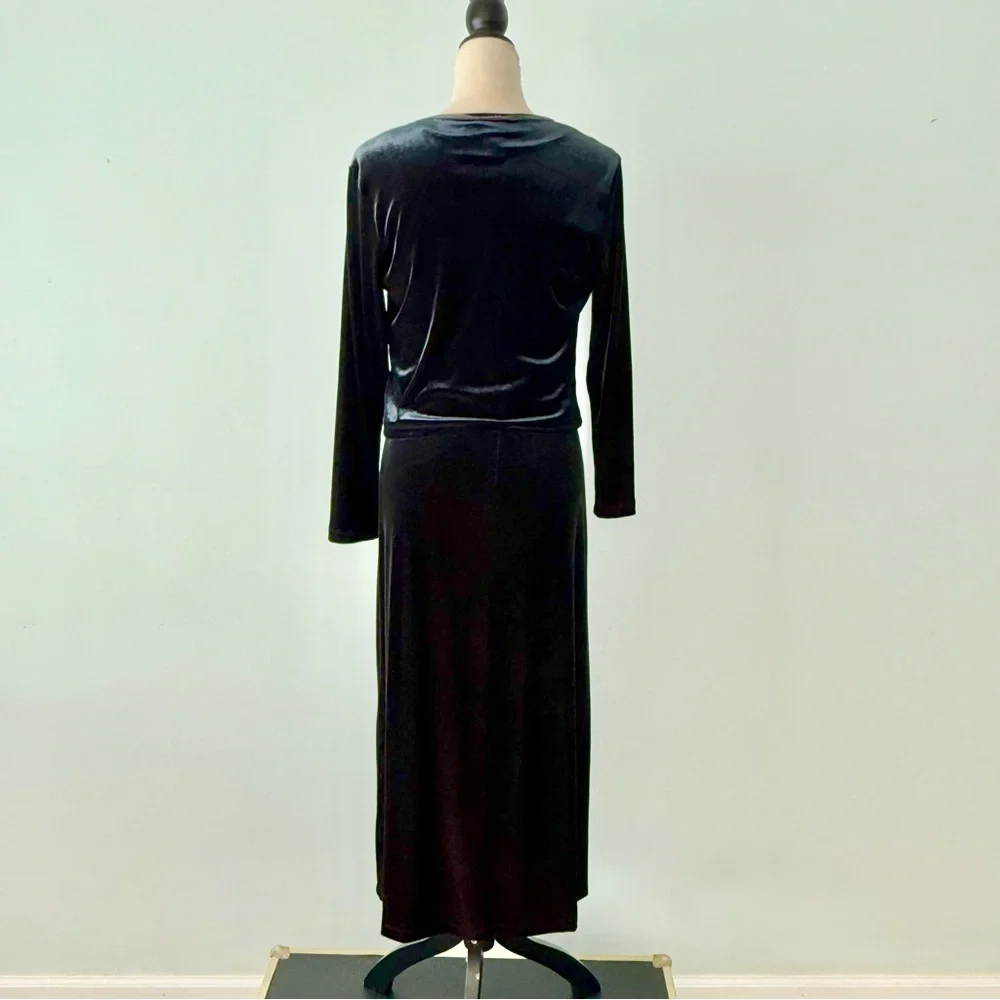 Vintage CDC Caren Desiree  Company Elegant Black Velvet Dress and Cardigan Set M - Picture 6 of 15